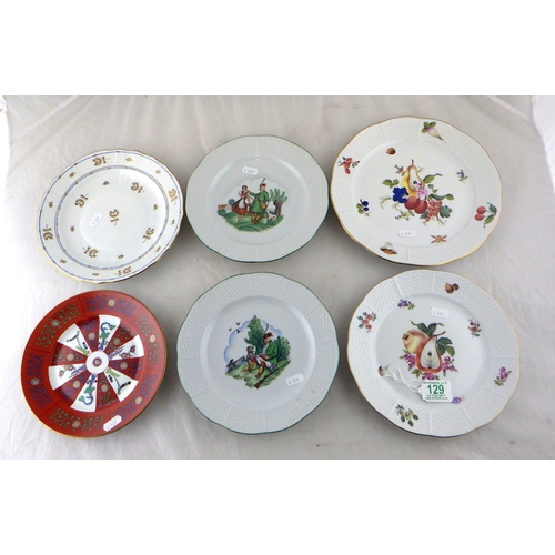 129 - A group of six Herend cabinet plates 20 - 23cm