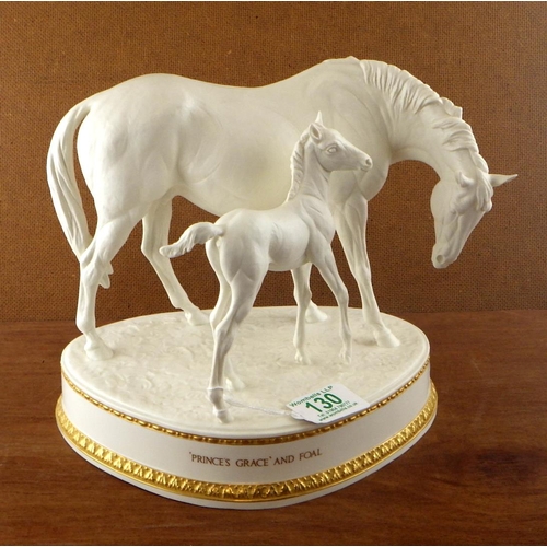 130 - A Royal Worcester Prince's Grace & Foal,  1970 no50 22cm tall