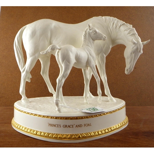 130 - A Royal Worcester Prince's Grace & Foal,  1970 no50 22cm tall