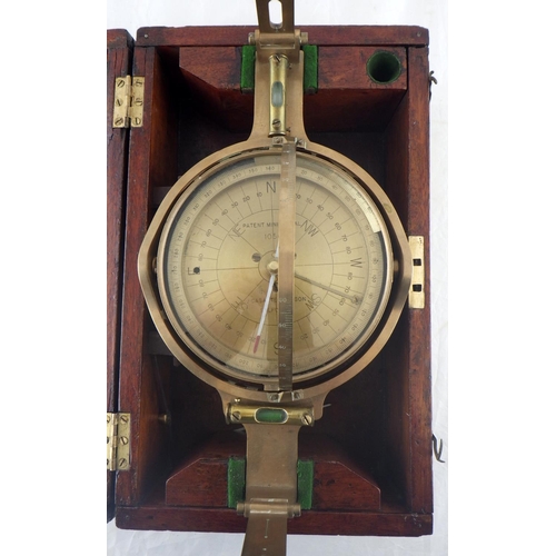 136 - A brass patent miner's dial in box, by J Casartelli & son, Manchester, numbered 1056