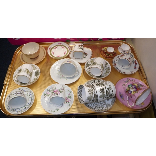 162 - A collection of various cups & saucers to include Miniature coalport fruits trio, Royal Worcester, S... 