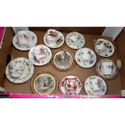 162 - A collection of various cups & saucers to include Miniature coalport fruits trio, Royal Worcester, S... 