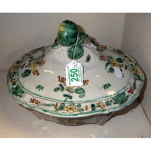 18 - An early Spanish faience vase together with similar French Tureen (2)