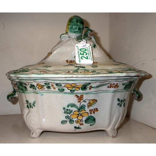 18 - An early Spanish faience vase together with similar French Tureen (2)