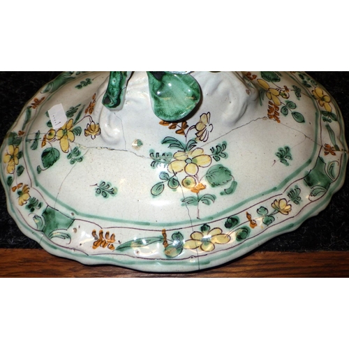 18 - An early Spanish faience vase together with similar French Tureen (2)