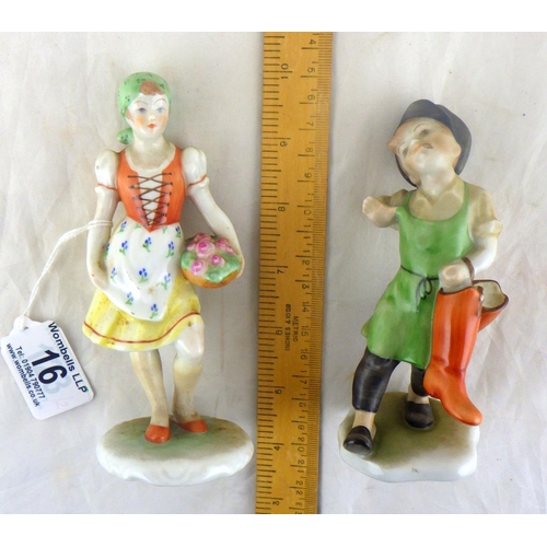 16 - Two Herend figures 13 & 14cm tall