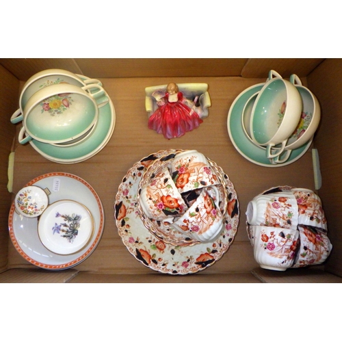 24 - A Royal Doulton Sweet & Twenty figurine, a/f; Susie Cooper tableware, a part tea set.