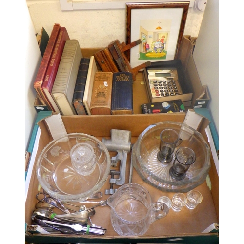 25 - Books incl a copy of Mrs Beeton, glassware, a woodworking plane etc. (2)