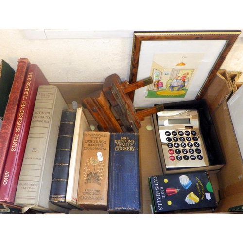 25 - Books incl a copy of Mrs Beeton, glassware, a woodworking plane etc. (2)