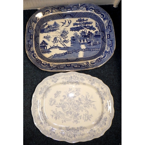 70 - A group of various 19thC plates to include Willow pattern, Pheasant, Ironstone etc (6)