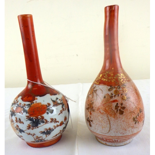 297 - Two small Satsuma bottle vases 18cm high