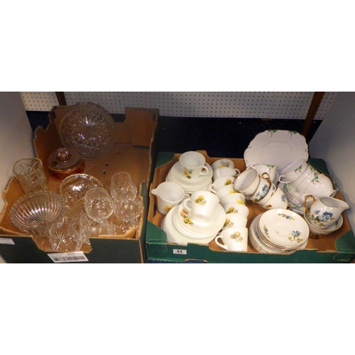 64 - Two boxes of misc tea ware & glass (2)