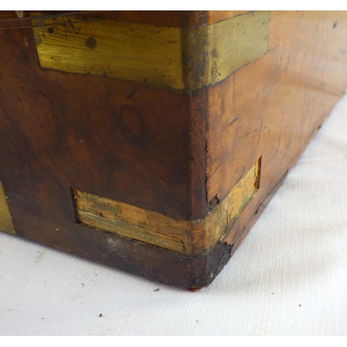 74 - A Victorian brass bound walnut writing box 50CM wide AF