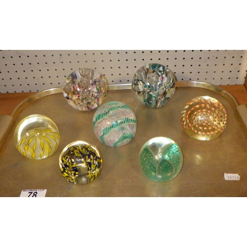 78 - A group of seven paperweights