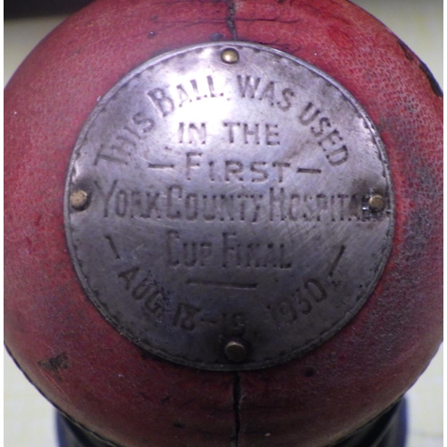 79 - A York Station Cricket interest presentation ball 1930 (York County Hospital Final)