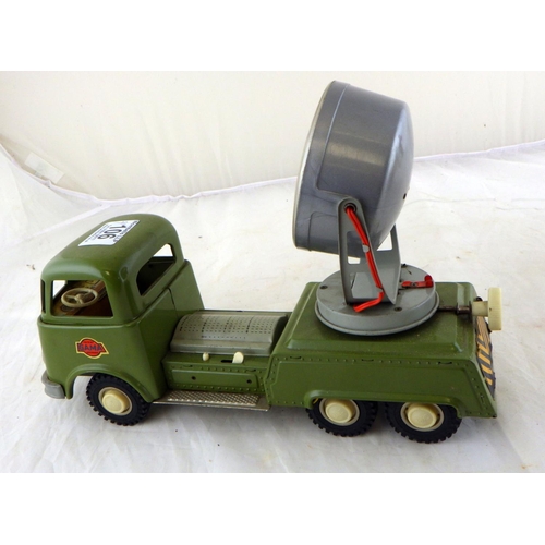 106 - A Gama (299/1) West German tin plate battery operated spot light truck together with a Strenco tin p... 