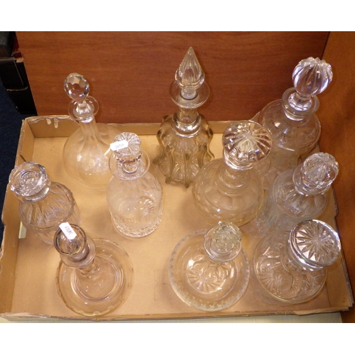 119 - A group of 10 various glass decanters