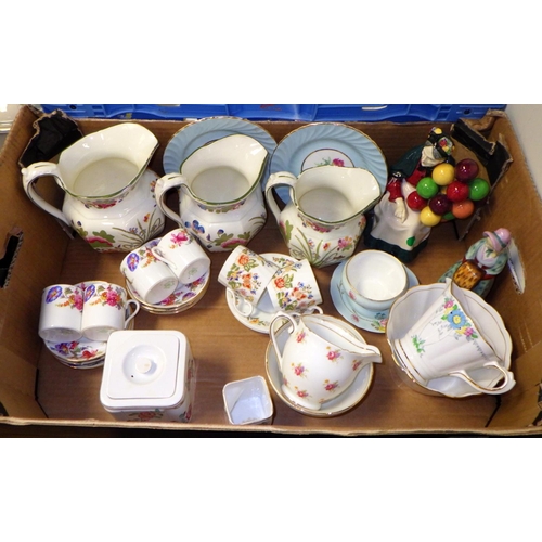 172 - Three boxes of misc ceramics to include Royal Doulton balloon seller, tea ware etc af (3)