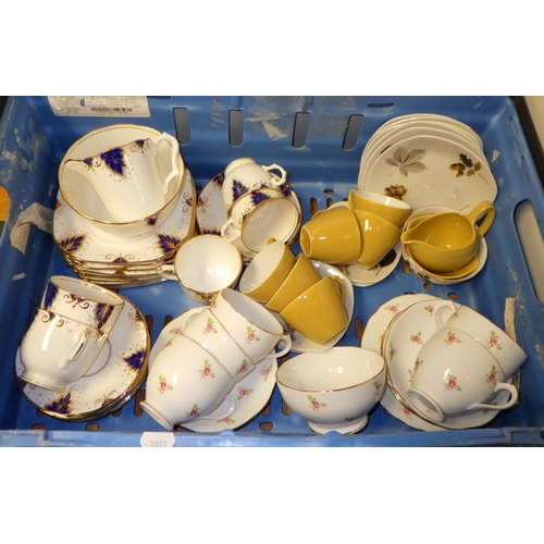 172 - Three boxes of misc ceramics to include Royal Doulton balloon seller, tea ware etc af (3)