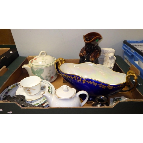 172 - Three boxes of misc ceramics to include Royal Doulton balloon seller, tea ware etc af (3)