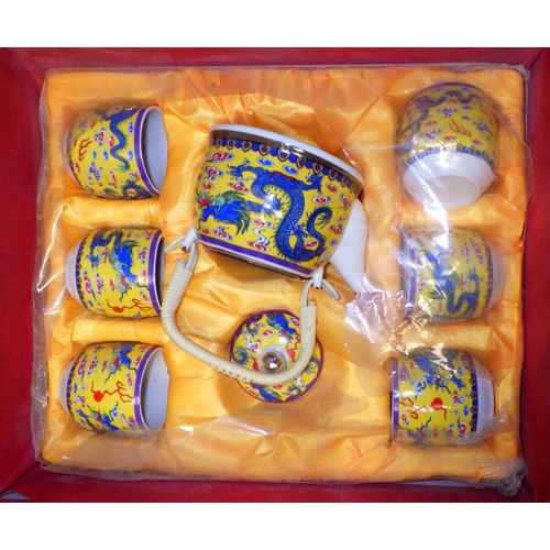 193 - A boxes Oriental tea set together with related items af