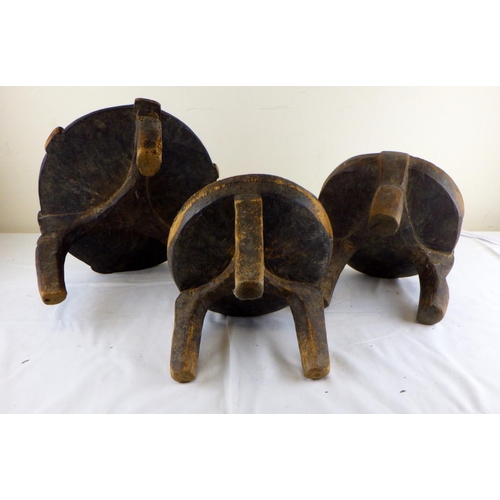 198 - Three hardwood African stools