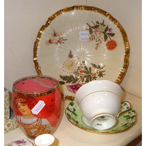 208 - Two royal Crown Derby Posies candlesticks together with Royal Albert cup & saucer, Worcester Blush p... 