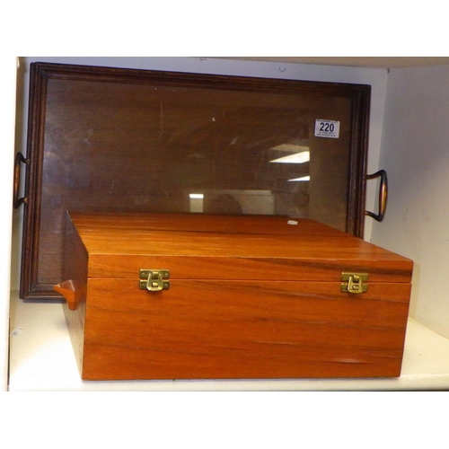 220 - A group of five various boxes together with an oak tray