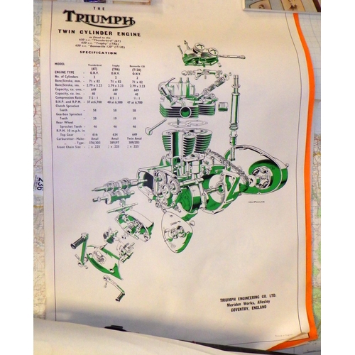 236 - A group of Triumph engineering posters & maps etc