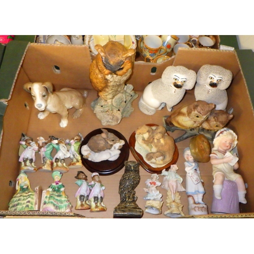 240 - A Lladro figure of a dog together with further figures, misc tea wares, plates etc af (4)