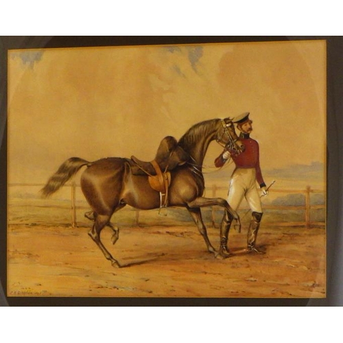 248 - Robert Richard Scanlan (1801–1876), Gentleman with horse signed and dated 1848 70 x 60cm inc frame