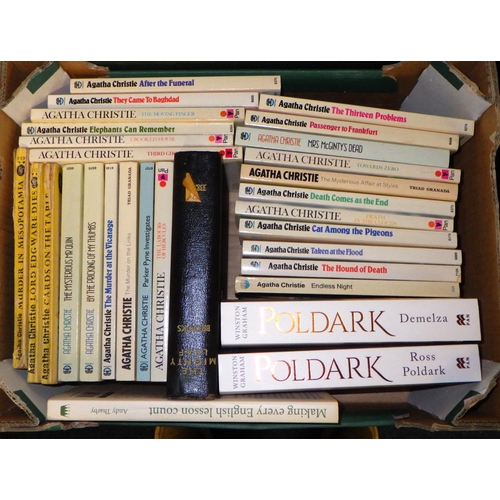 266 - A qty of misc books to include Agatha Christie, cricket bat, easel & collectables (qty)