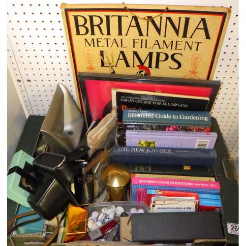 266 - A qty of misc books to include Agatha Christie, cricket bat, easel & collectables (qty)