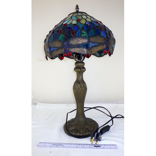 281 - A Tiffany style table dragonfly lamp 58cm tall and ceiling light 45cm diameter (2)