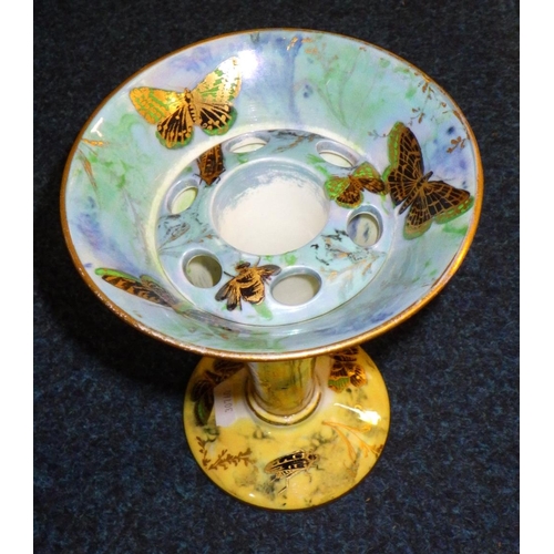 285 - An Aynsley lustre butterfly vase together with a B-P-Co made in Scotland vase & a Tuscan China vase,... 