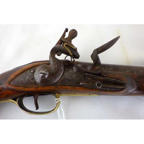 315 - A flintlock holster pistol having steel barrel marked 