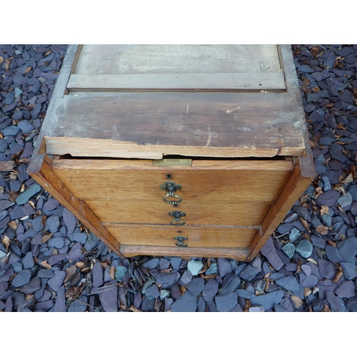 504 - A late Victorian light oak Aesthetic movement pedestal desk, some damage, 153cm wide, ex The Retreat... 