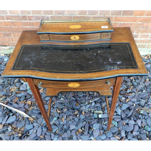 510 - An Edwardian walnut & inlaid lady's writing table, damage, 76cm wide ex The Retreat (53)