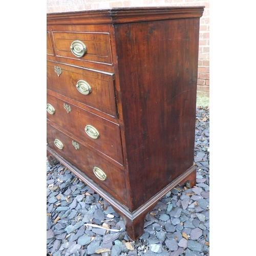 511 - A walnut fronted chest of drawers, oak top, 96cm wide, ex The Retreat, (50)