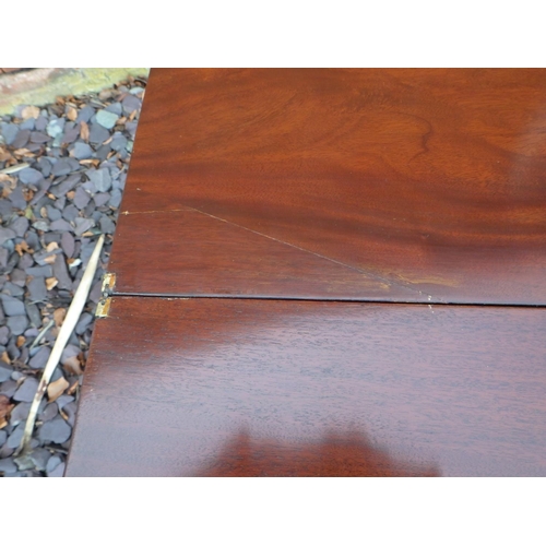 512 - A 19th cen mahogany tea table on turned & reeded legs (top a/f), ex The Retreat (68)