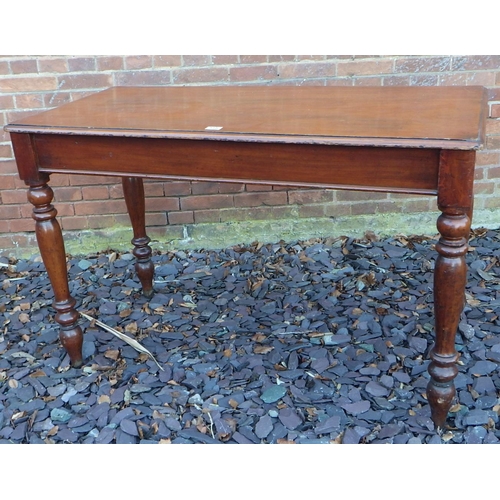 518 - A Victorian mahogany rectangular side table on turned legs, 123cm wide, ex The Retreat, (60)