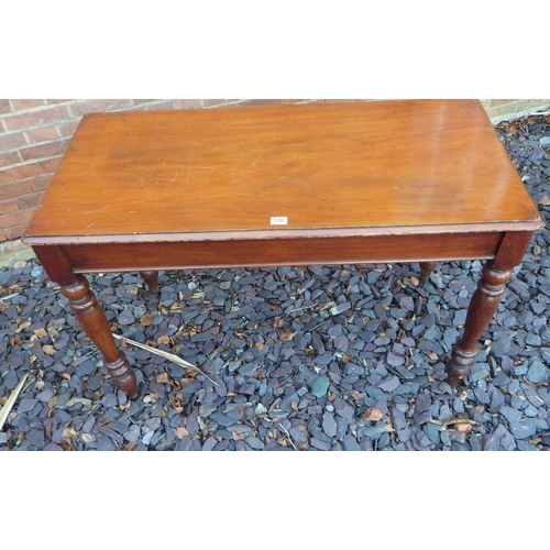 518 - A Victorian mahogany rectangular side table on turned legs, 123cm wide, ex The Retreat, (60)