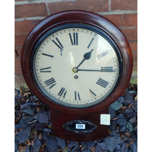 524 - A drop dial wall clock with fusee movement, re polished, ex The Retreat (103)