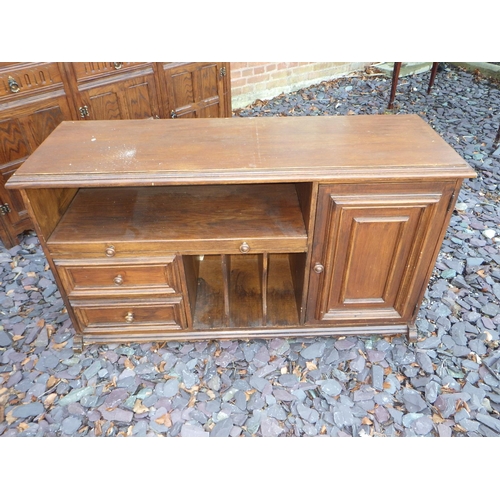 525 - A modern oak dresser base, 155cm wide together with a stereo stand (2), ex The Retreat (131)