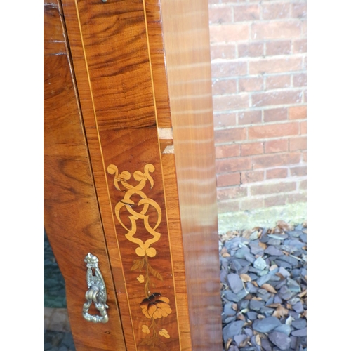 529 - A Victorian walnut & floral inlaid pier cabinet, later top, 75cm wide, ex The Retreat (86)