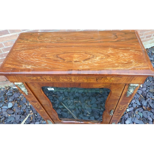 529 - A Victorian walnut & floral inlaid pier cabinet, later top, 75cm wide, ex The Retreat (86)