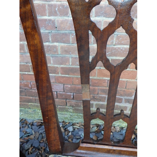 536 - A set of five Chippendale style dining chairs, repairs & damage together with another similar carver... 