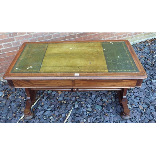 537 - A Victorian mahogany writing table with green leather inset top, later drawer lining, 122cm wide, ex... 