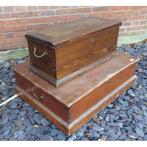 538 - A Victorian pine flat box, top cracked together with another box (2), ex The Retreat (65)