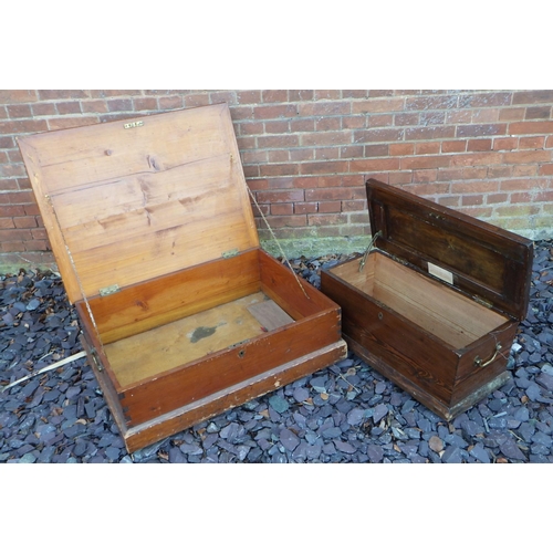 538 - A Victorian pine flat box, top cracked together with another box (2), ex The Retreat (65)